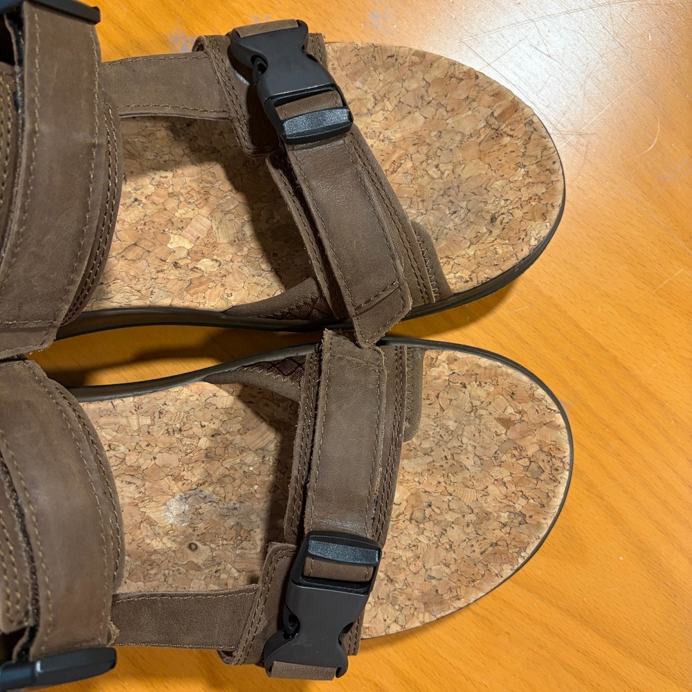 Teva Tanza Brown‎ Leather Cork Footbed Outdoor Hiking Sandals Slides Womens 9.5 - Picture 9 of 10